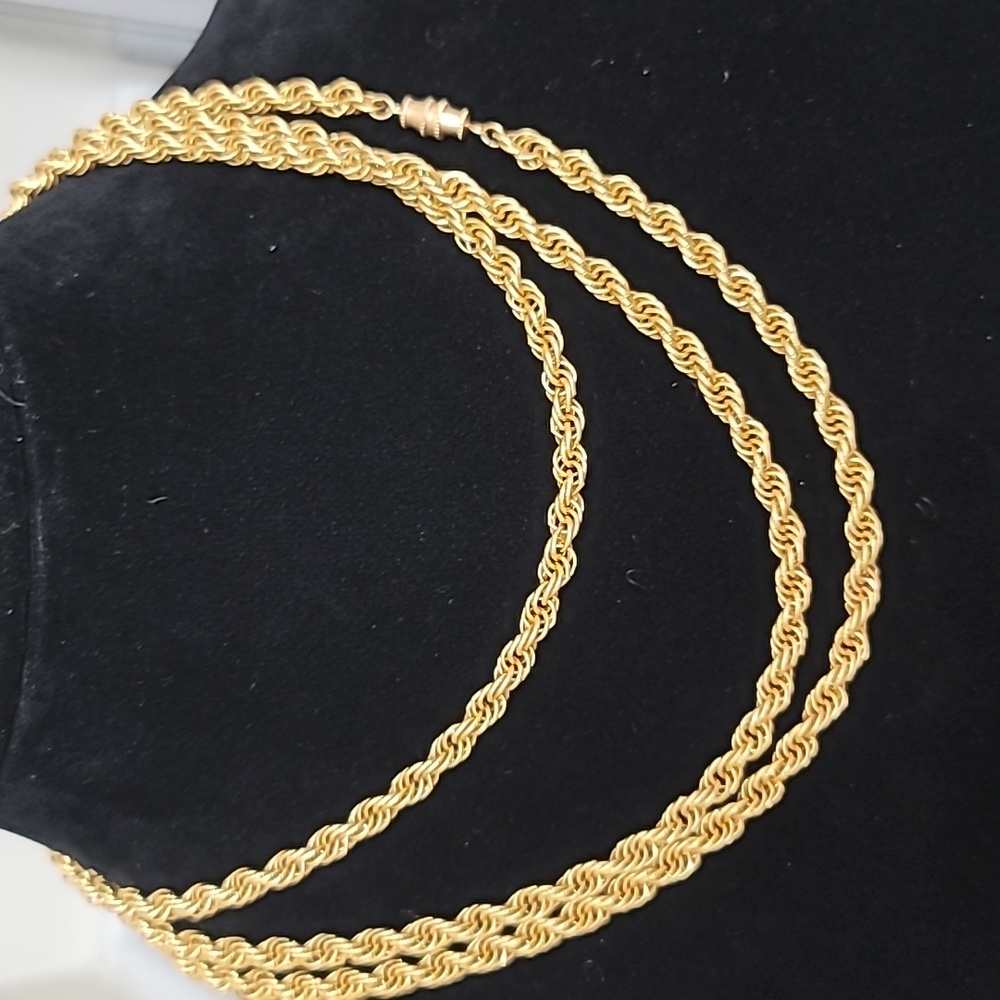 Gold-Tone French Rope Long 54" Chain Necklace - Vintage, Estate